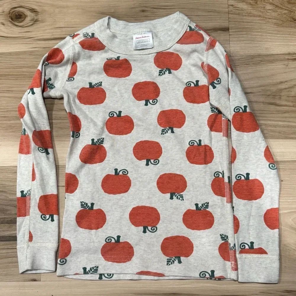 Hanna Andersson Pumpkin Long Sleeve Sleep Pajama Top Kids 5